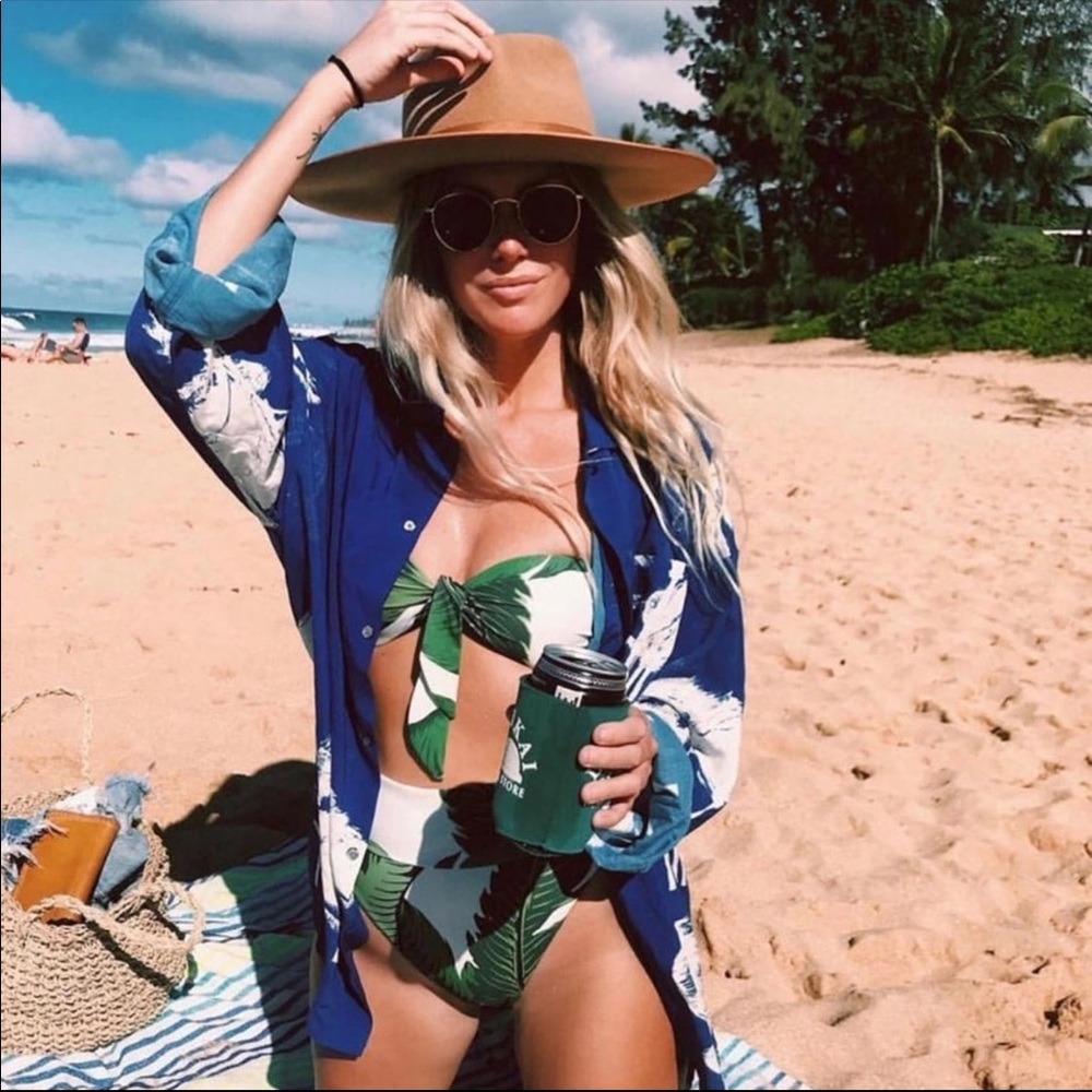 🌴Tropical leaf print bikini bandeau - Picture 2 of 6